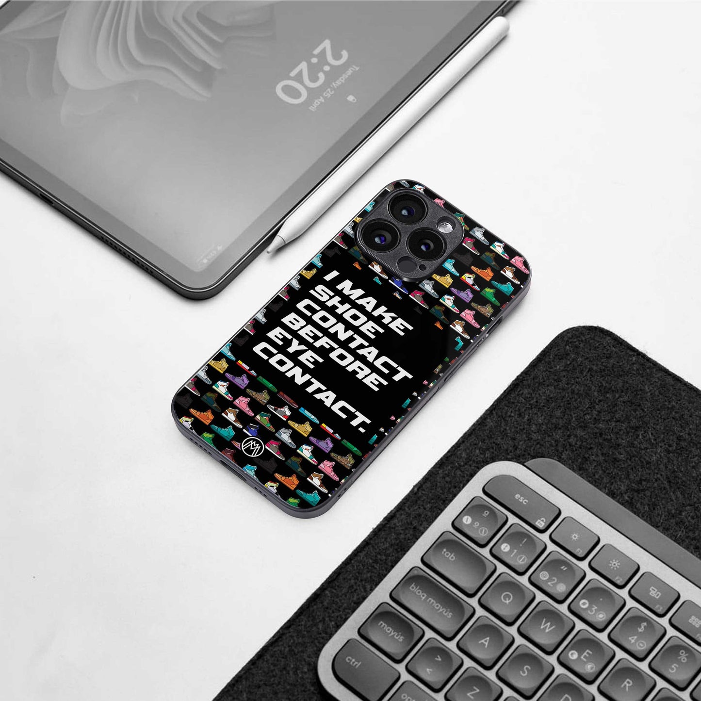 shoe contact back phone cover | glass case for iphone 16e