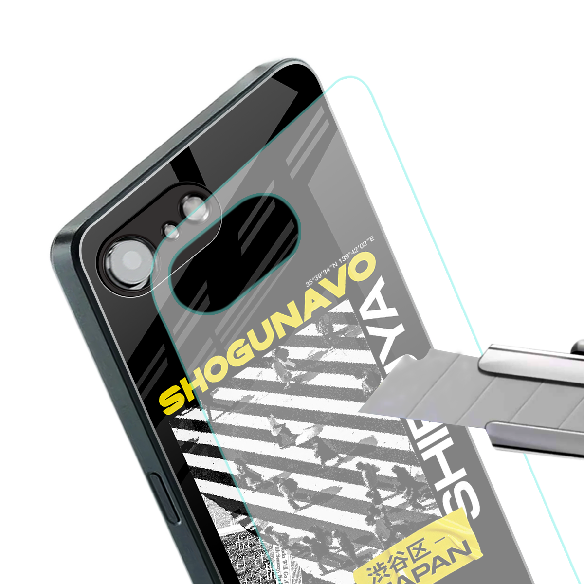 shogunavo shibuya back phone cover | glass case for iphone 16e