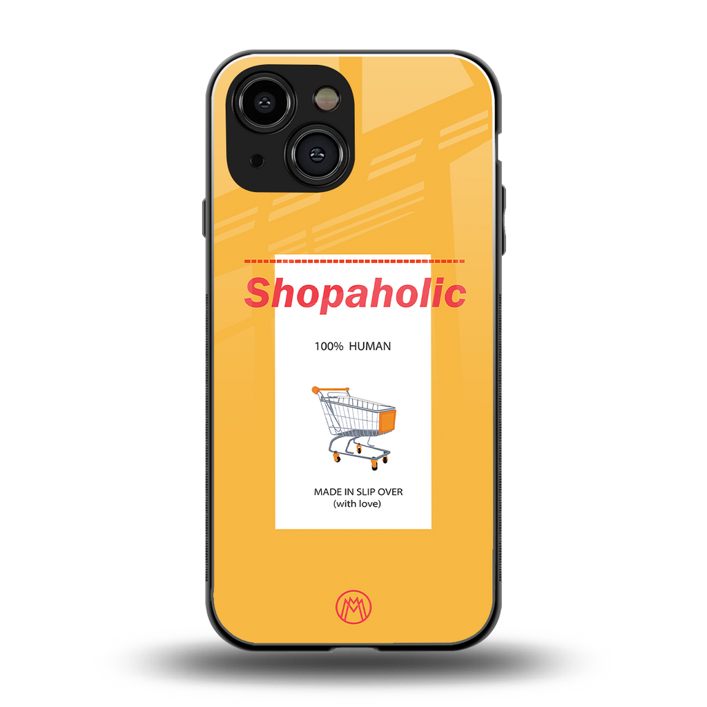 shopaholic back phone cover | glass case for iphone 13 mini