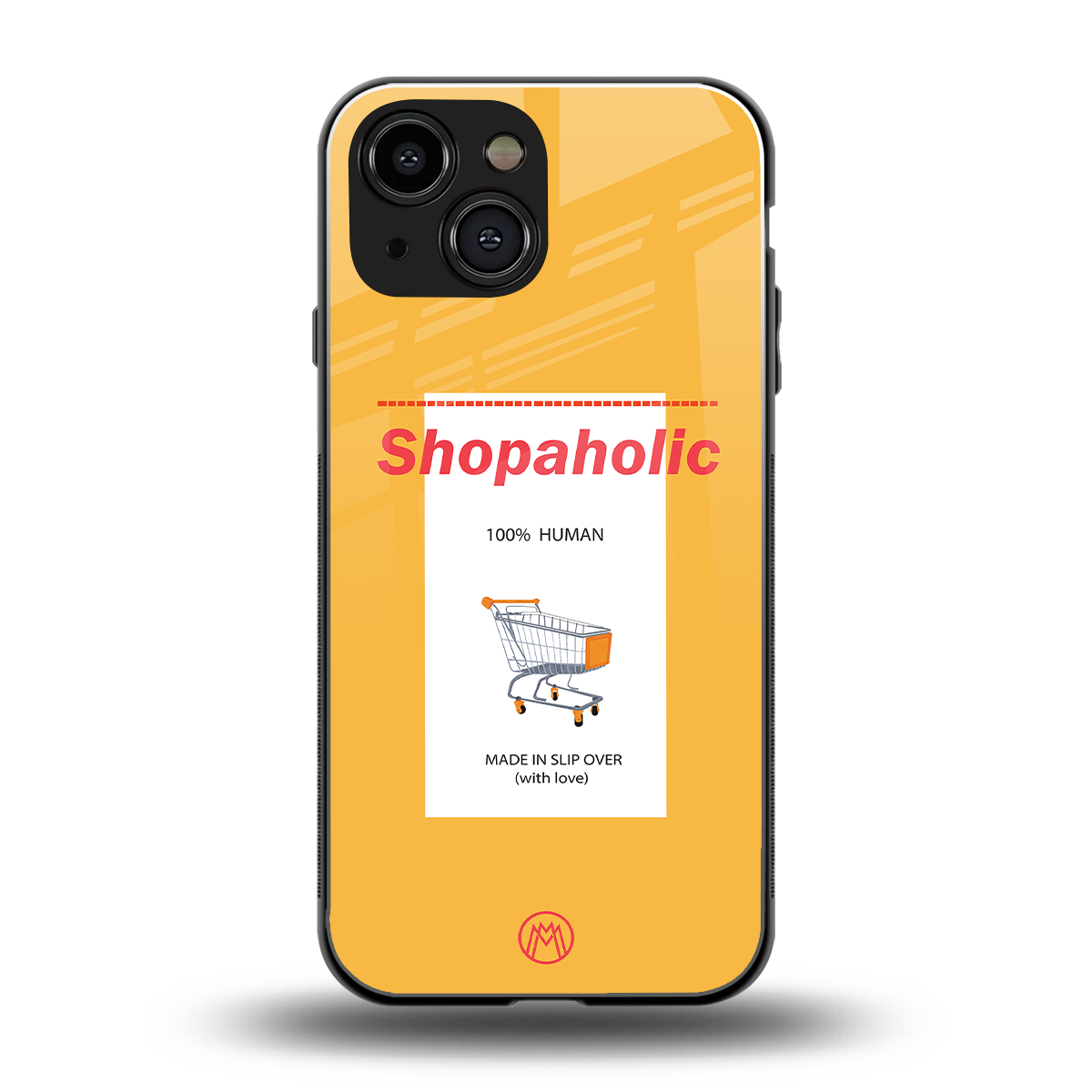 shopaholic back phone cover | glass case for iphone 13 mini