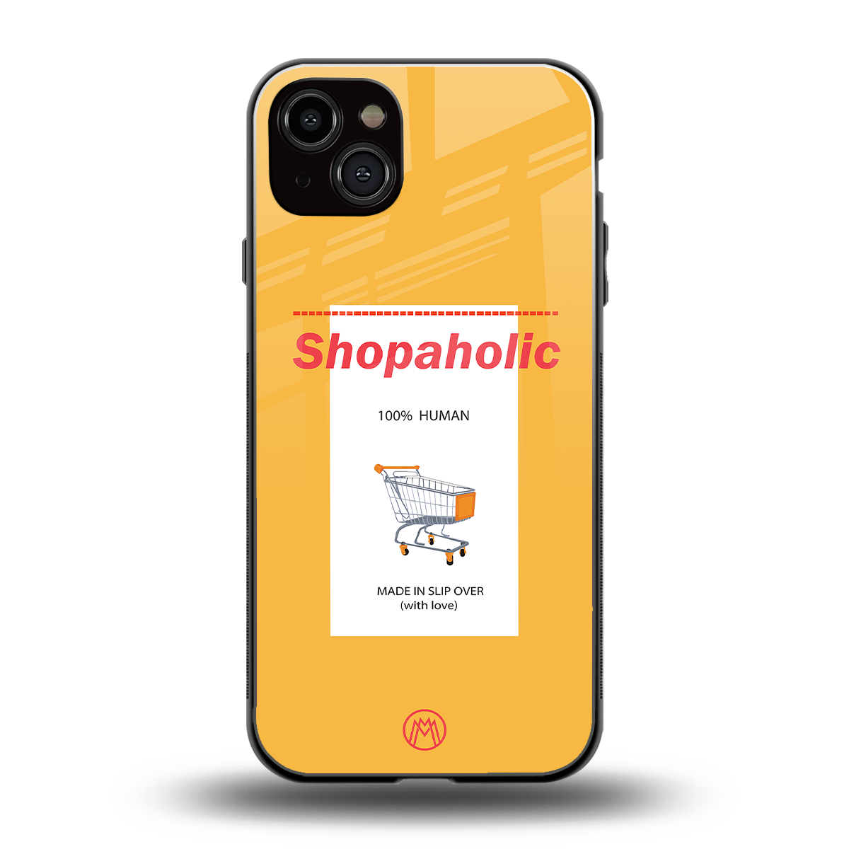 shopaholic back phone cover | glass case for iphone 15 plus