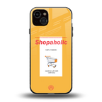 shopaholic back phone cover | glass case for iphone 14 plus