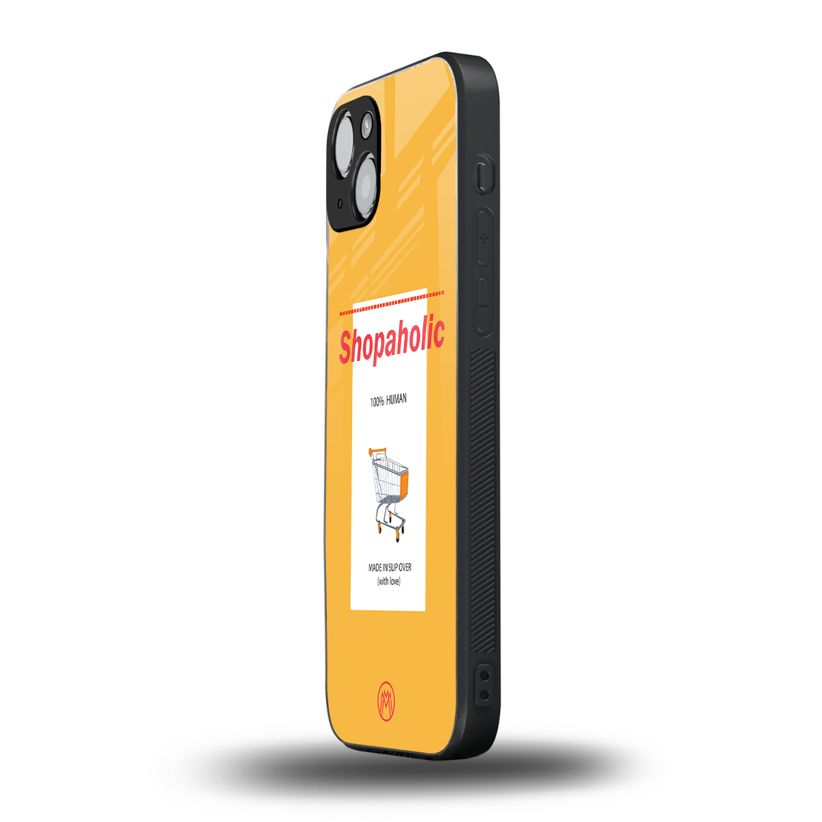 shopaholic back phone cover | glass case for iphone 14 plus