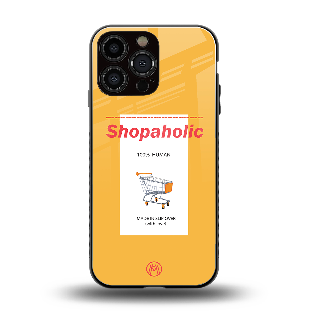 shopaholic back phone cover | glass case for iphone 15 pro max