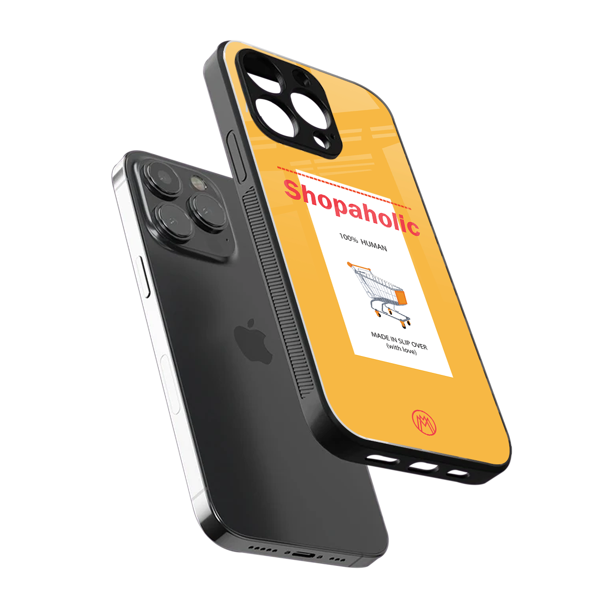 shopaholic back phone cover | glass case for iphone 15 pro max