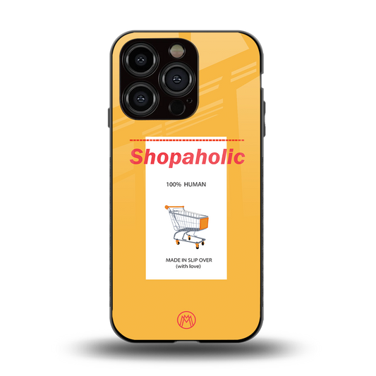 shopaholic back phone cover | glass case for iphone 14 pro