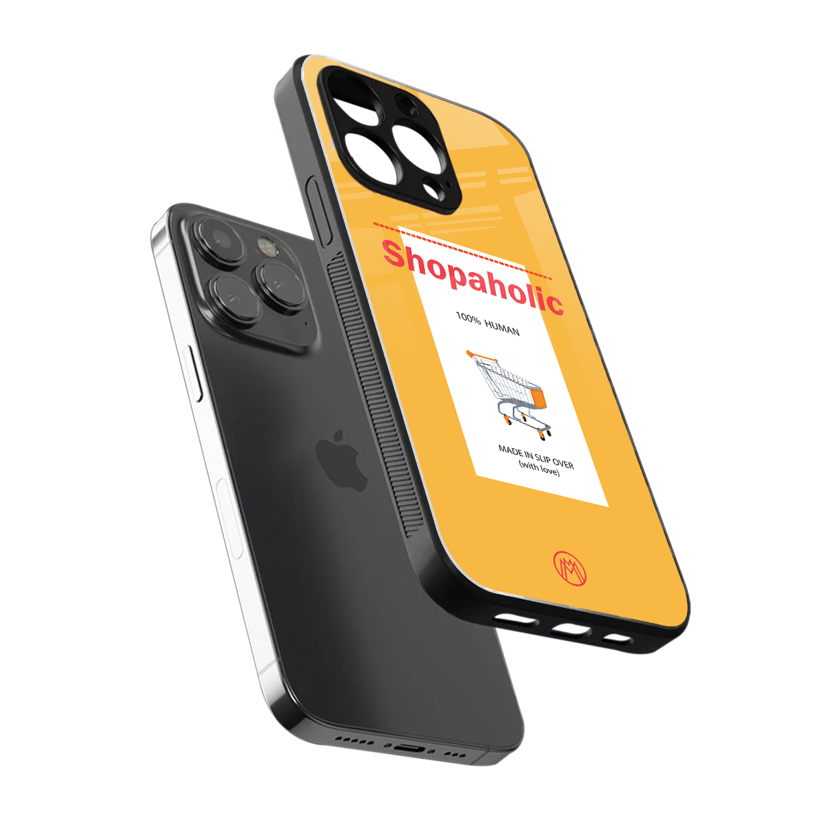 shopaholic back phone cover | glass case for iphone 15 pro