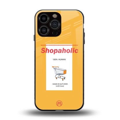 shopaholic back phone cover | glass case for iphone 16 pro max