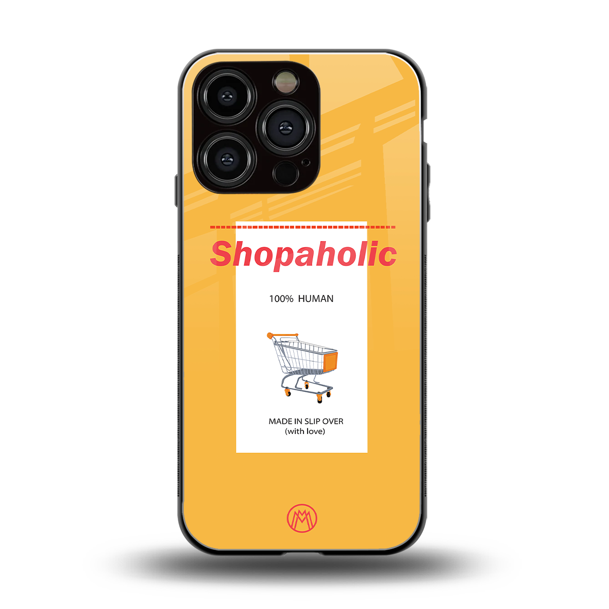 shopaholic back phone cover | glass case for iphone 16 pro