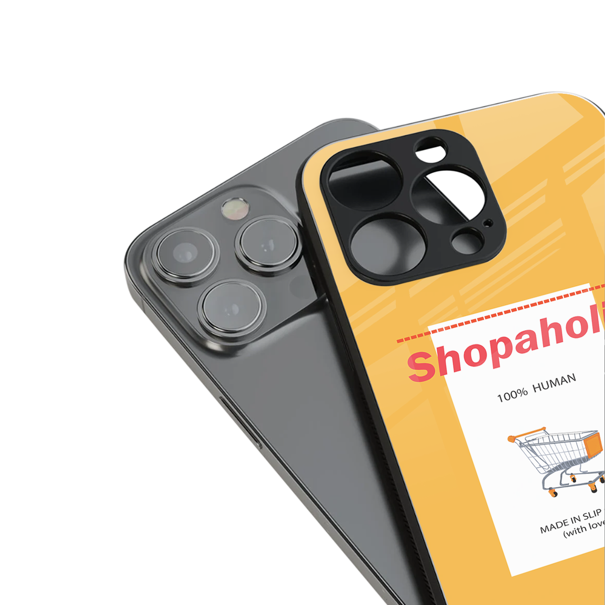 shopaholic back phone cover | glass case for iphone 16 pro max