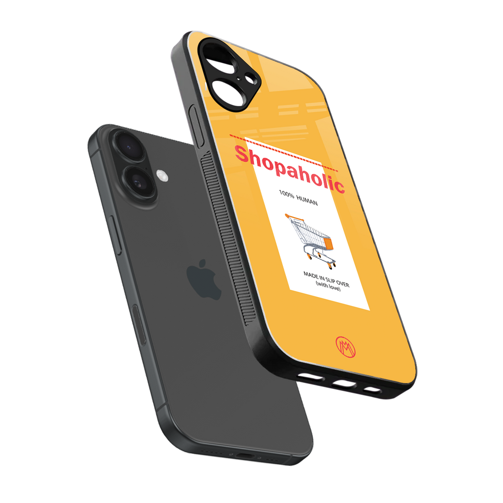 shopaholic back phone cover | glass case for iphone 16