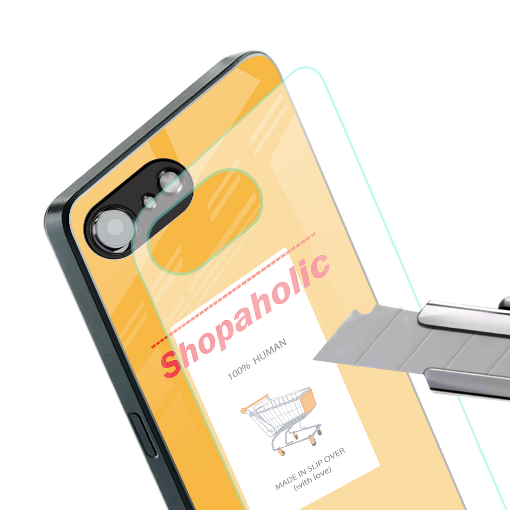 shopaholic back phone cover | glass case for iphone 16e