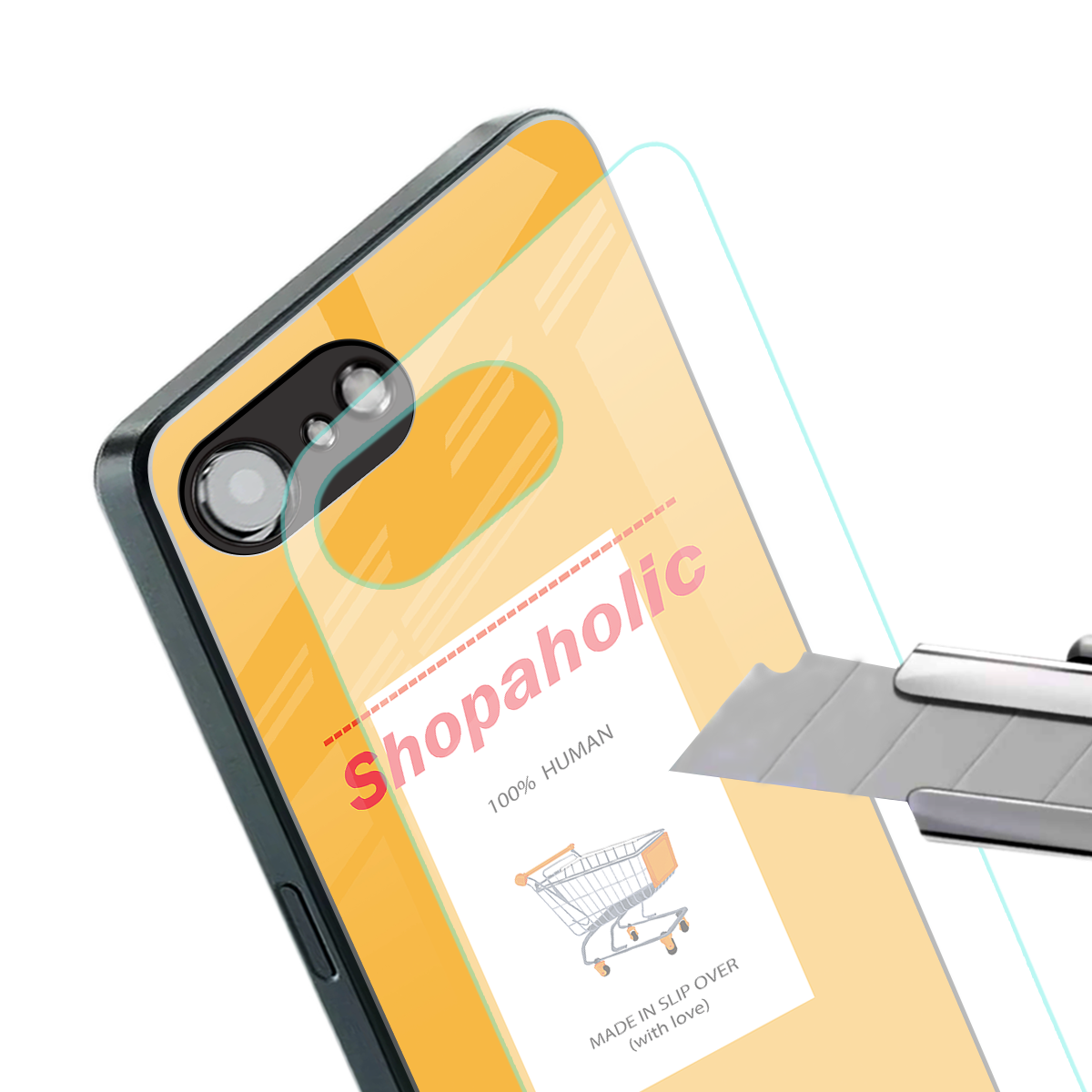 shopaholic back phone cover | glass case for iphone 16e