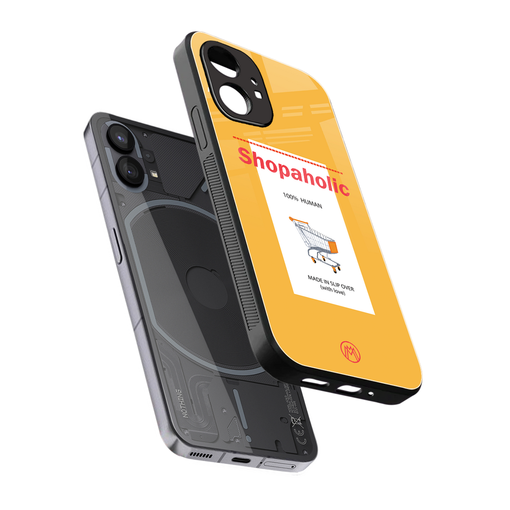 shopaholic back phone cover | glass case for nothing phone 1