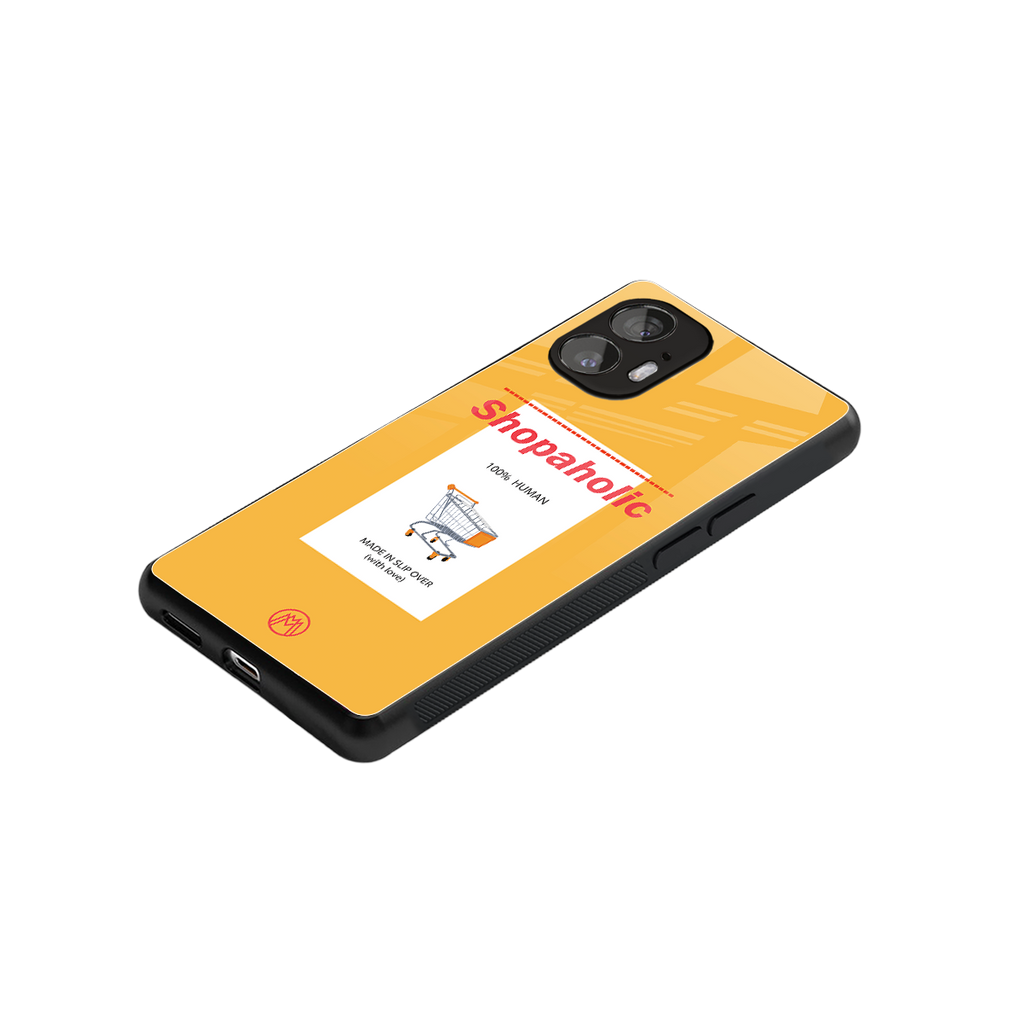 shopaholic back phone cover | glass case for nothing phone 2