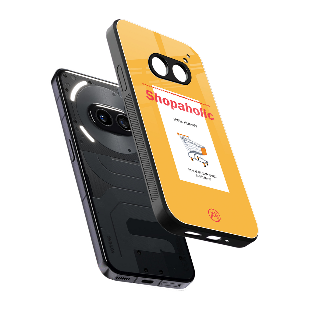 shopaholic back phone cover | glass case for nothing phone 2a