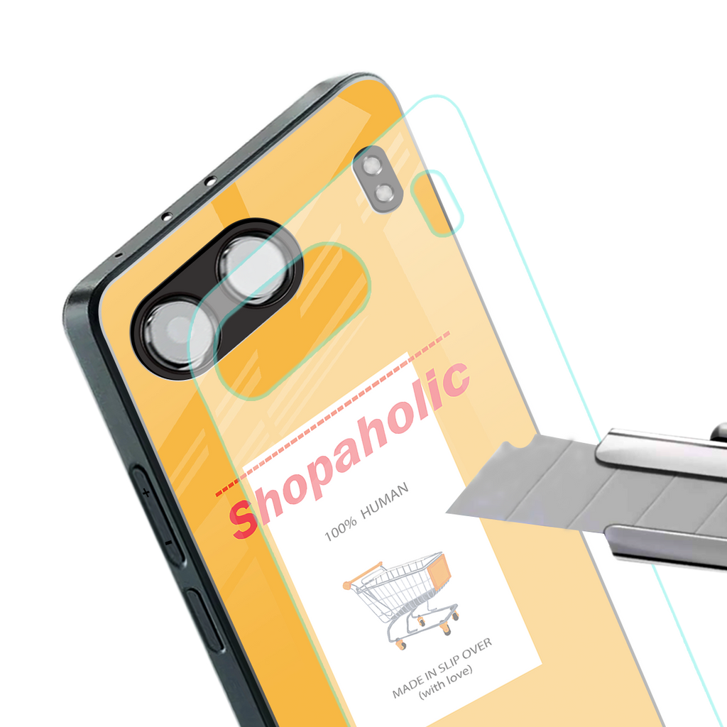 shopaholic back phone cover | glass case for oneplus nord 4