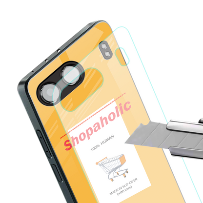 shopaholic back phone cover | glass case for oneplus nord 4