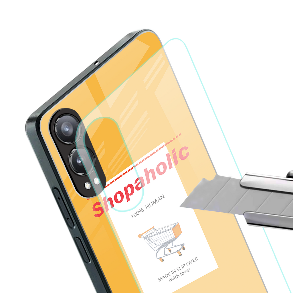 shopaholic back phone cover | glass case for oneplus nord ce 4 lite