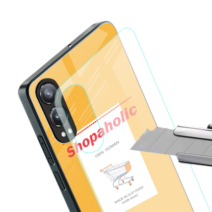 shopaholic back phone cover | glass case for oneplus nord ce 4 lite