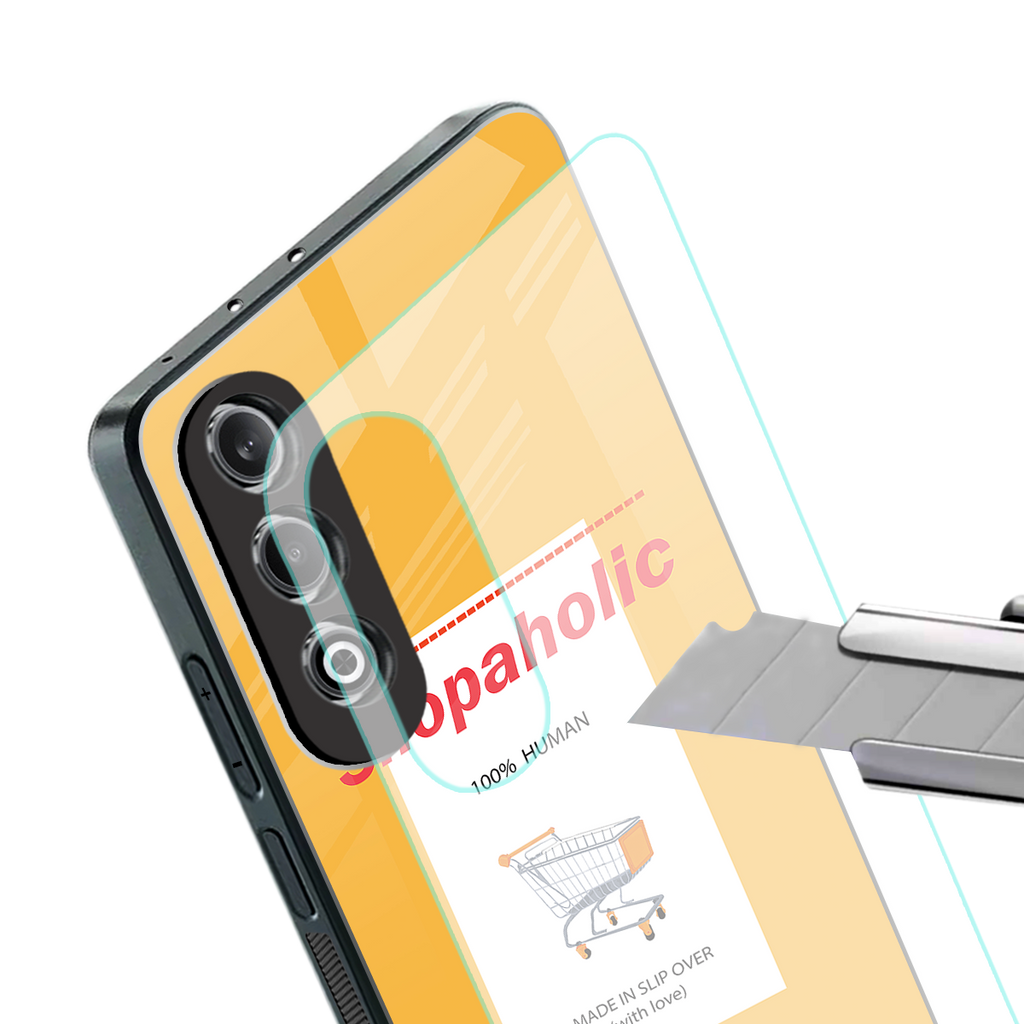 shopaholic back phone cover | glass case for oneplus nord ce 4
