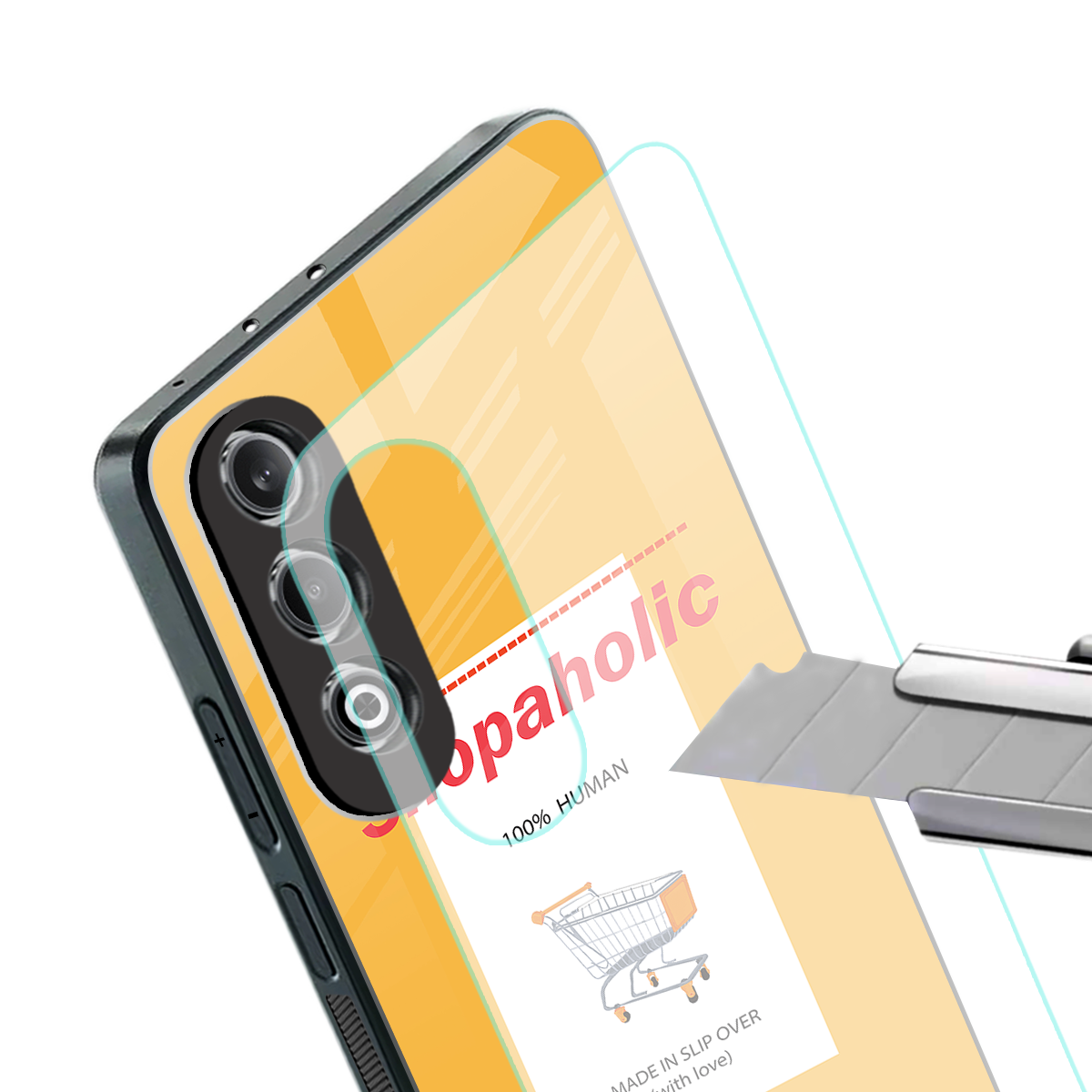 shopaholic back phone cover | glass case for oneplus nord ce 4