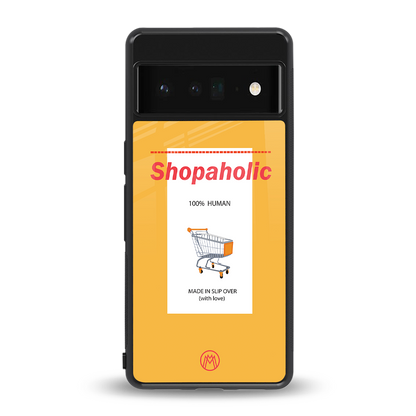 shopaholic back phone cover | glass case for google pixel 6 pro