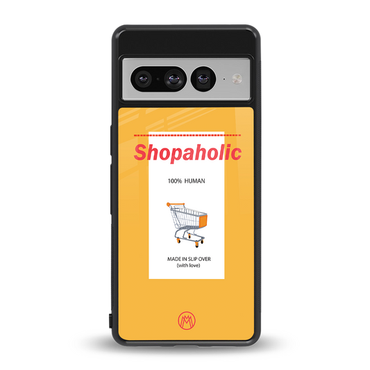 shopaholic back phone cover | glass case for google pixel 7 pro