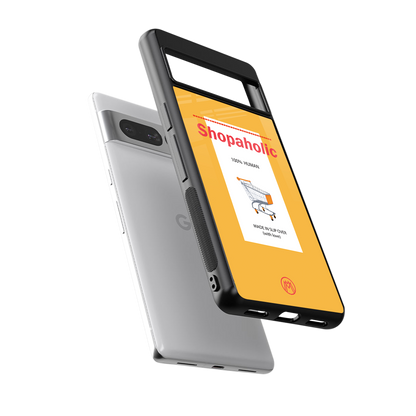 shopaholic back phone cover | glass case for google pixel 7 pro