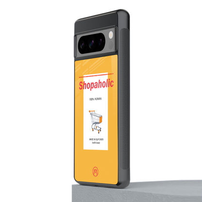 shopaholic back phone cover | glass case for google pixel 8 pro