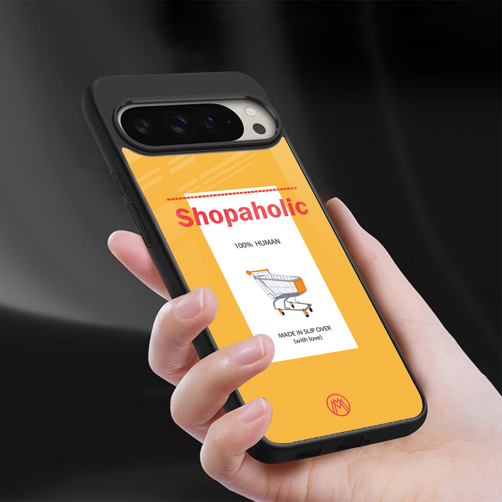 shopaholic back phone cover | glass case for google pixel 9 pro