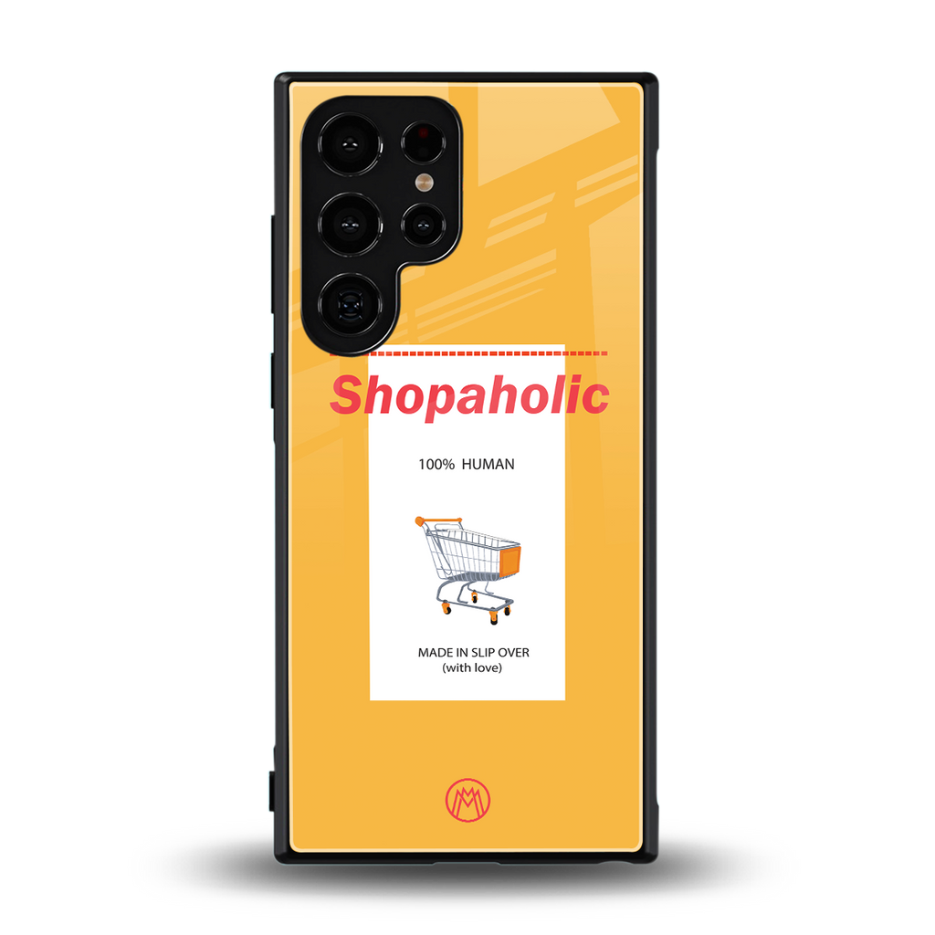 shopaholic back phone cover | glass case for samsung galaxy s23 ultra