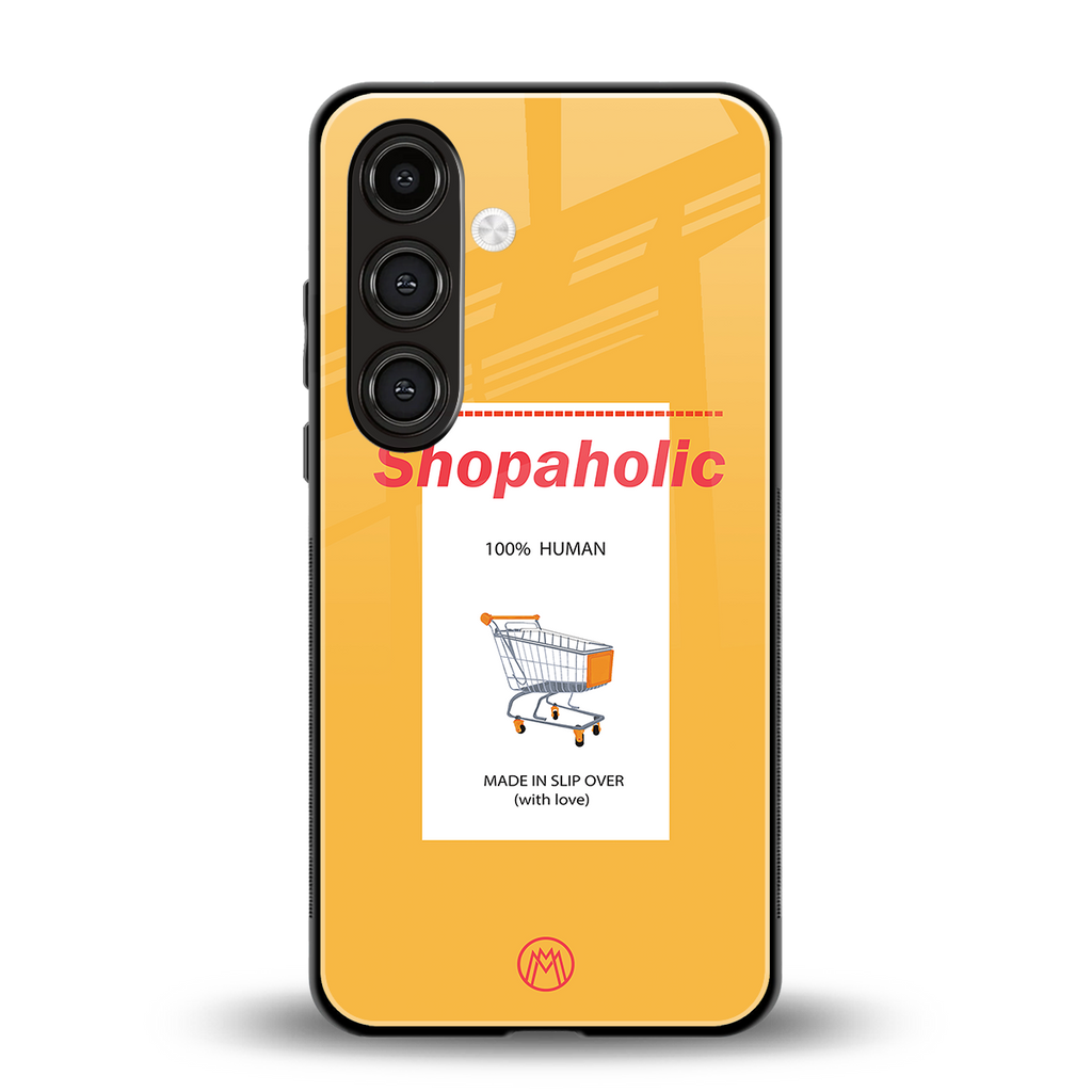 shopaholic back phone cover | glass case for samsung galaxy s25 plus