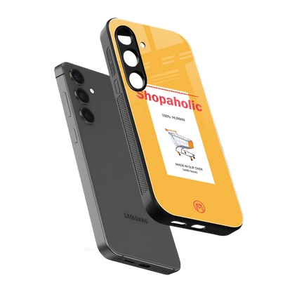 shopaholic back phone cover | glass case for samsung galaxy s24 fe