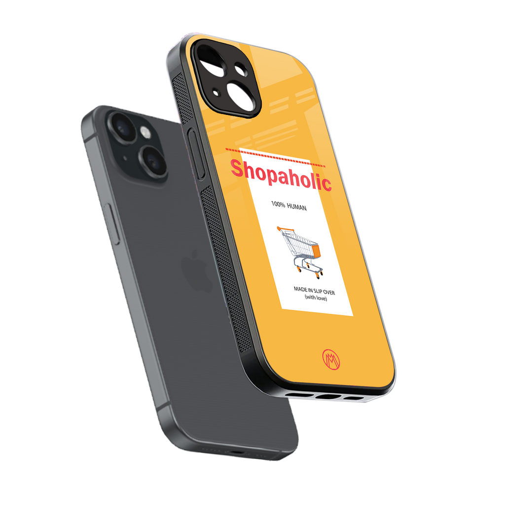 shopaholic back phone cover | glass case for iphone 15