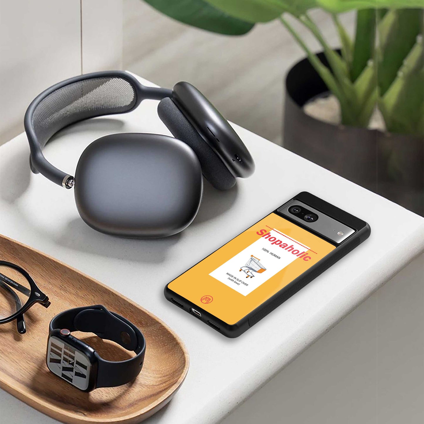 shopaholic back phone cover | glass case for iphone 14