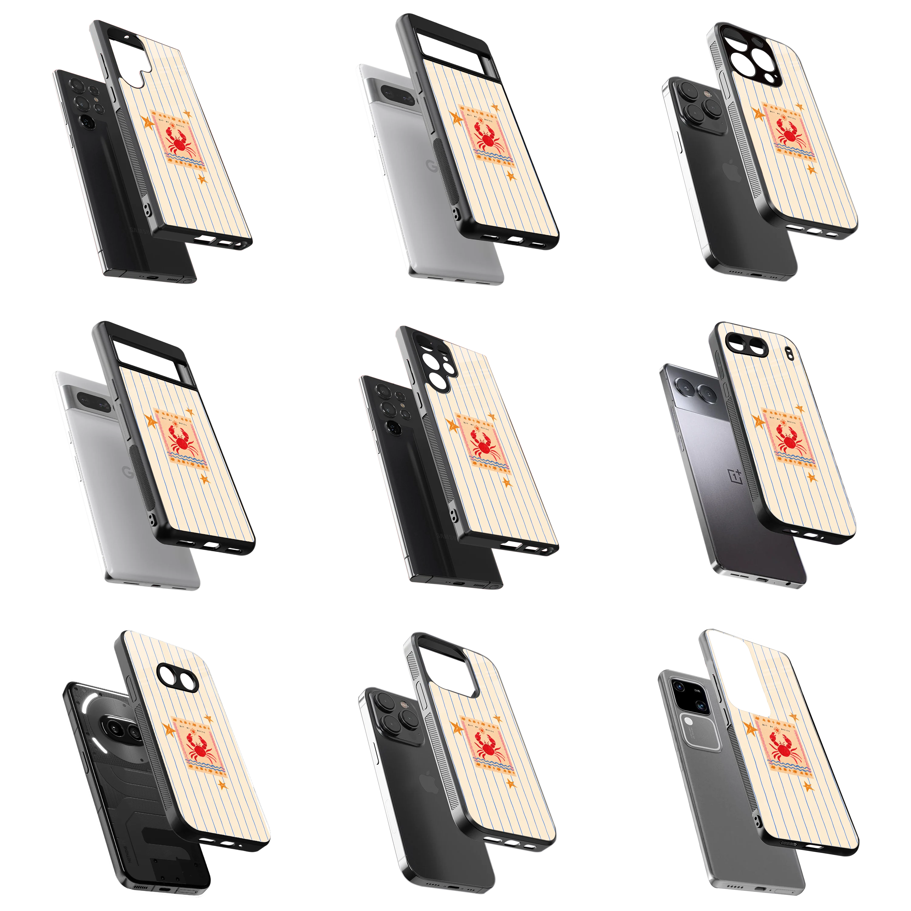 Durable Glass Back Mobile Case for iPhone, Samsung, OnePlus, Google Pixel, Redmi, Vivo, Oppo