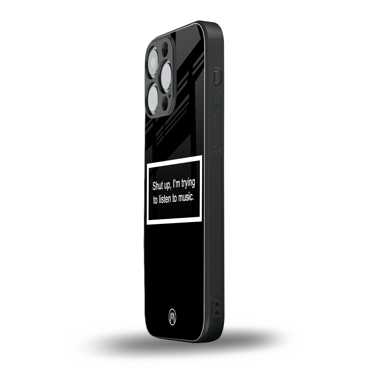 shut up and listen to music black back phone cover | glass case for iphone 14 pro max
