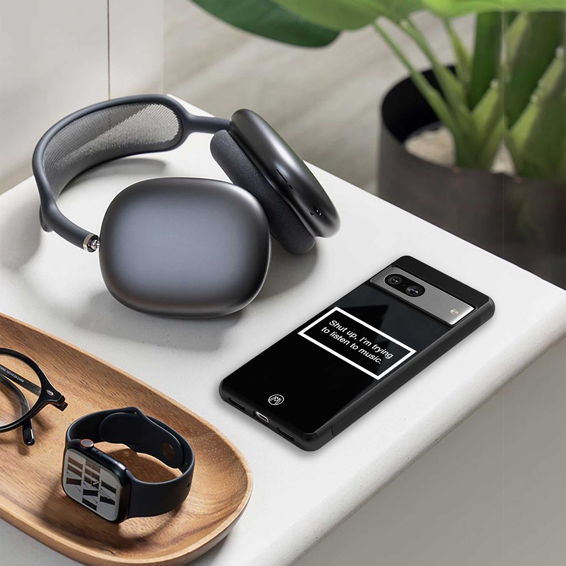 shut up and listen to music black back phone cover | glass case for oneplus nord 4