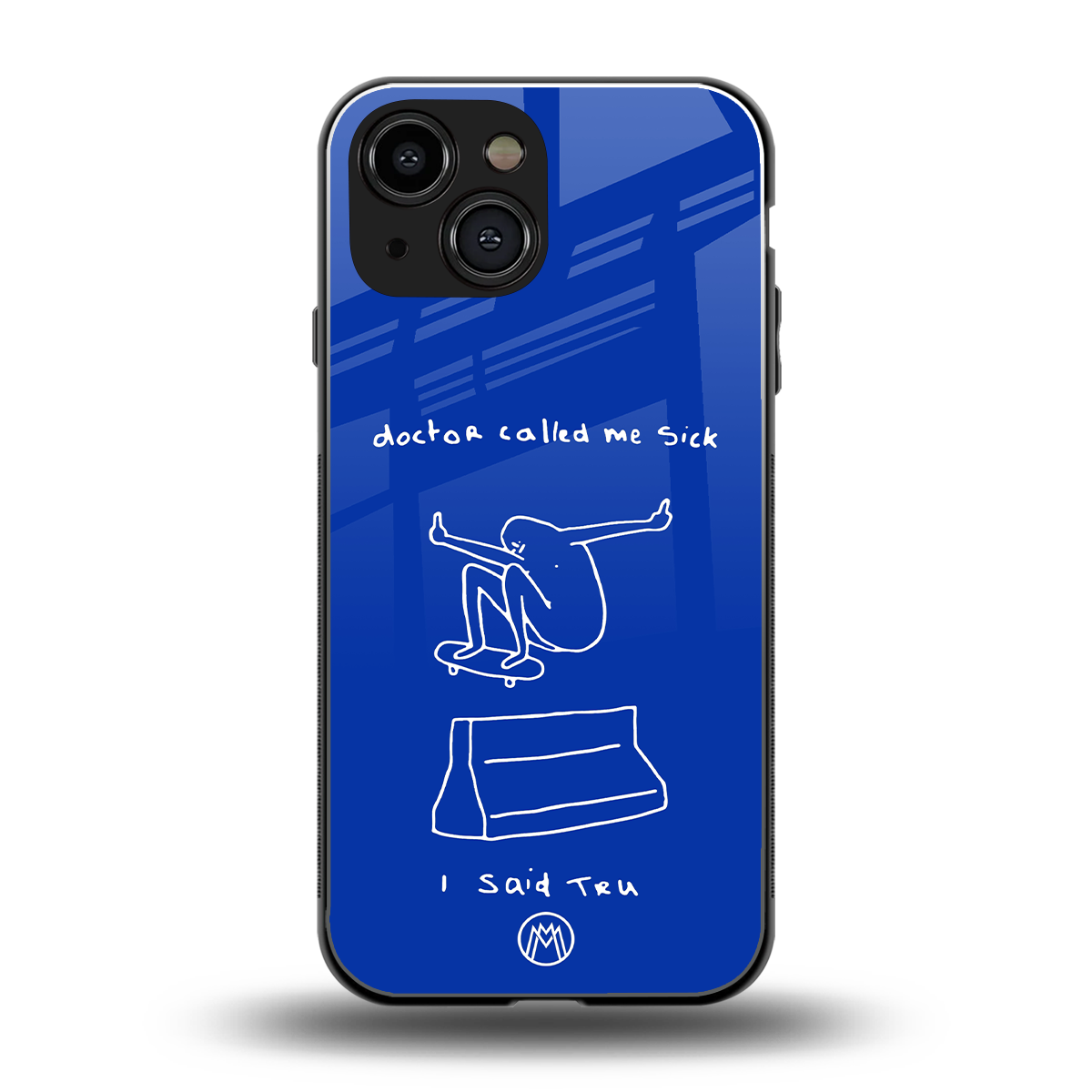 sick skateboarder blue doodle back phone cover | glass case for iphone 13 mini