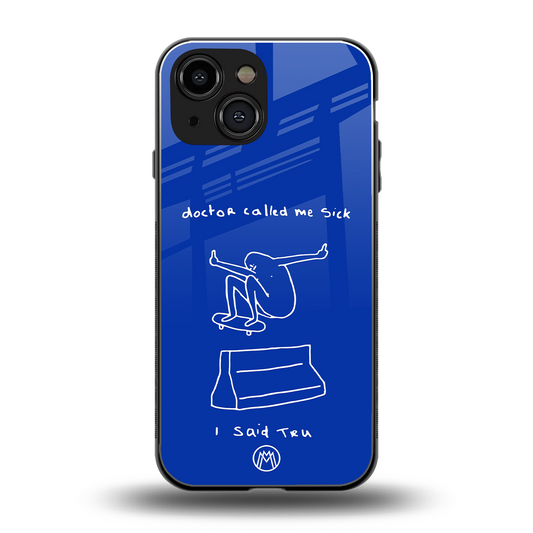 sick skateboarder blue doodle back phone cover | glass case for iphone 13 mini
