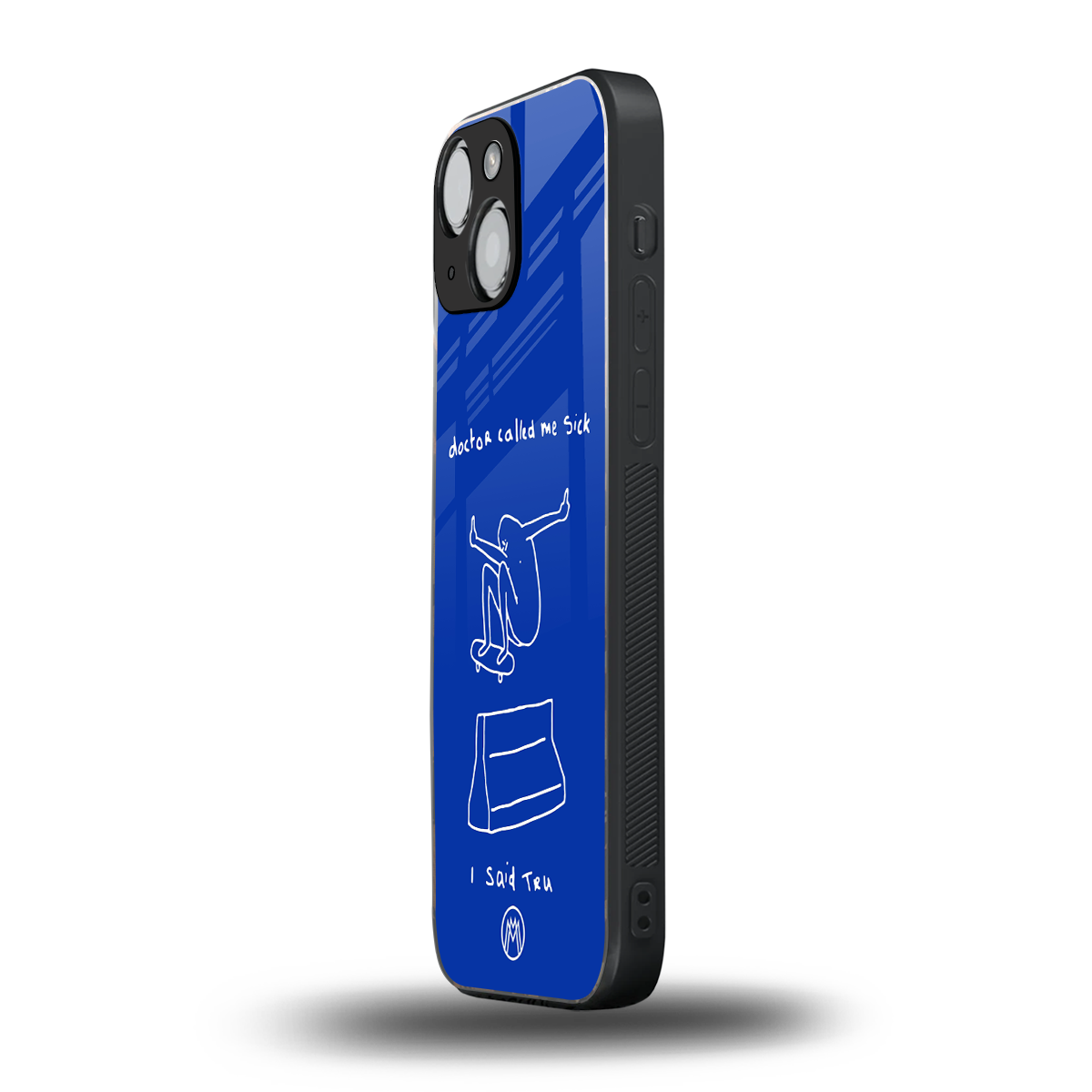 sick skateboarder blue doodle back phone cover | glass case for iphone 13 mini