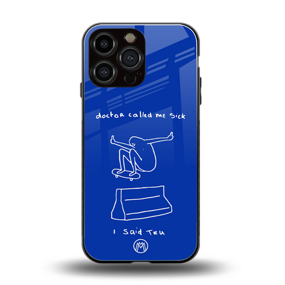 sick skateboarder blue doodle back phone cover | glass case for iphone 13 pro max