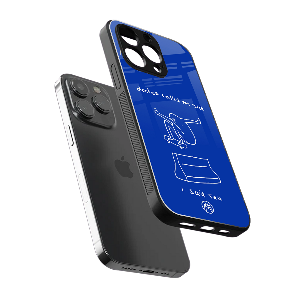 sick skateboarder blue doodle back phone cover | glass case for iphone 13 pro max