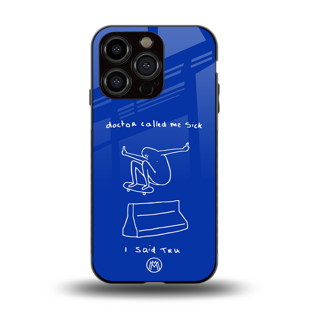 sick skateboarder blue doodle back phone cover | glass case for iphone 13 pro