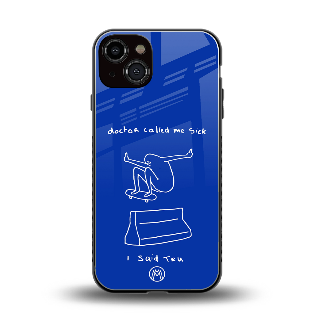 sick skateboarder blue doodle back phone cover | glass case for iphone 13