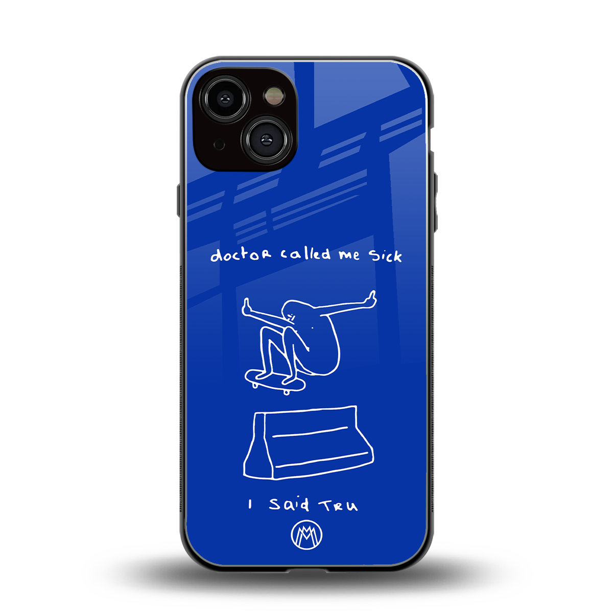 sick skateboarder blue doodle back phone cover | glass case for iphone 13
