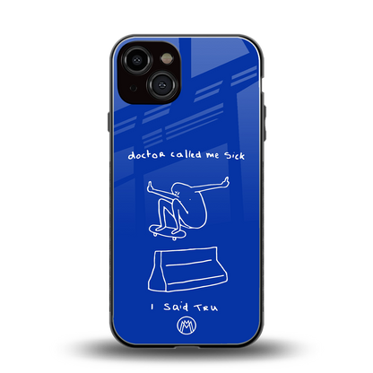 sick skateboarder blue doodle back phone cover | glass case for iphone 13