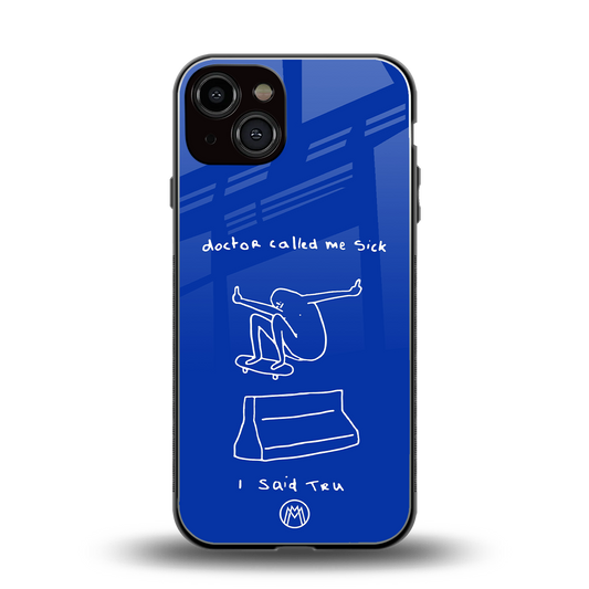 sick skateboarder blue doodle back phone cover | glass case for iphone 13