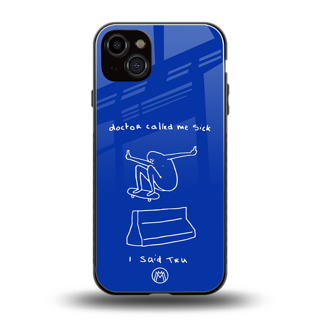 sick skateboarder blue doodle back phone cover | glass case for iphone 14 plus